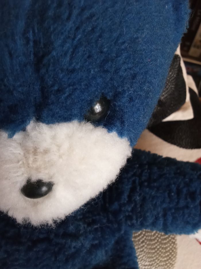 Peluche ours Boulgom doudou  bicolore bleu foncé bleu marine et blanc  d'occasion  peluche utilisée truffe  nez blanc Boulgom - photo numéro 7