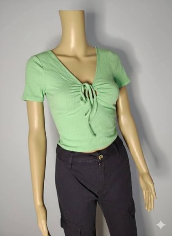 Crop Top Vert Menthe Miss Selfridge – Texture Nervurée – Neuf avec Étiquette – Taille 36