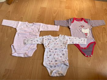 Lot de 3 bodies ML T. 3 mois/60 cm fille TBE