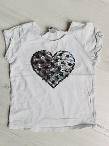 Vêtement bébé fille tee-shirt manches courtes cœur à sequins Okaïdi 3 ans