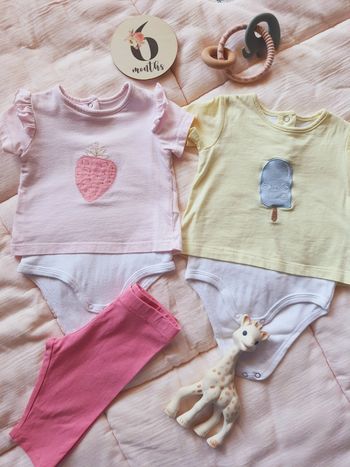 Lot T-shirts body intégrés Verbaudet +legging