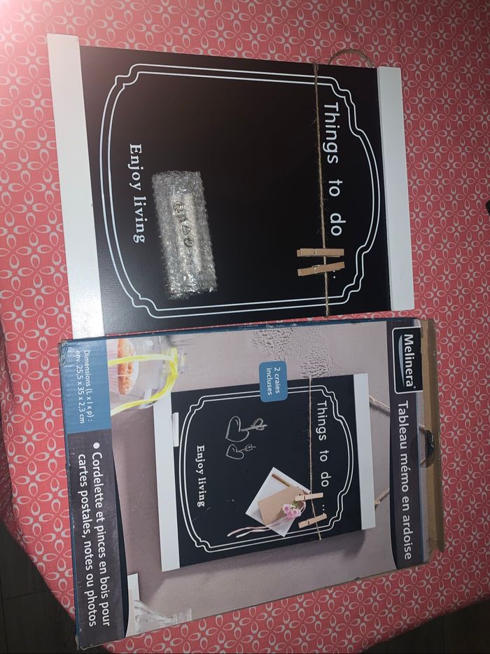 Tableau mémo en ardoise neuf avec etiquette