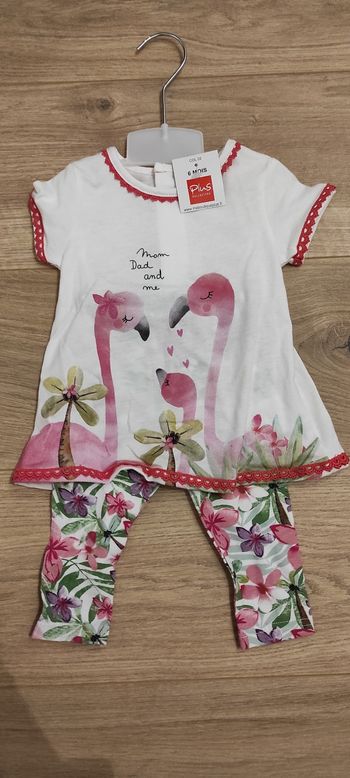 Ensemble tee shirt leeging flamand rose