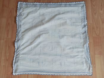 taie d'oreiller carrée bleu et blanche 70 cm