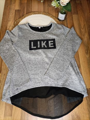 Pull gris pailleté avec chemise intégrée 12 ans Liberto