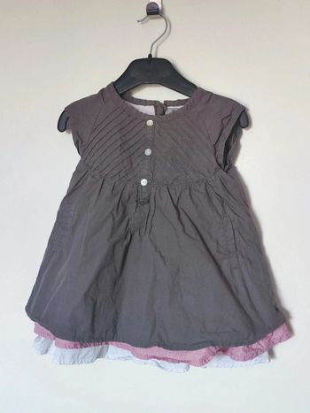 Robe marron rose blanc volant jupon Tape à l'oeil