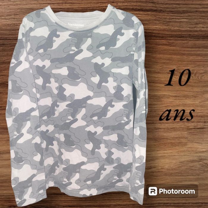 Maillot manches longues effet militaire garçon 10 ans