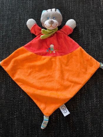 Doudou chat orange rouge mots d'enfants