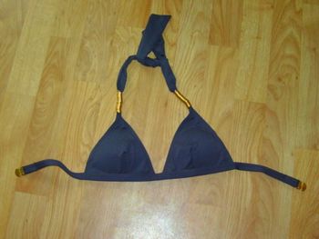 Haut de maillot de bain MORGAN marron décos dorées 36 TBE