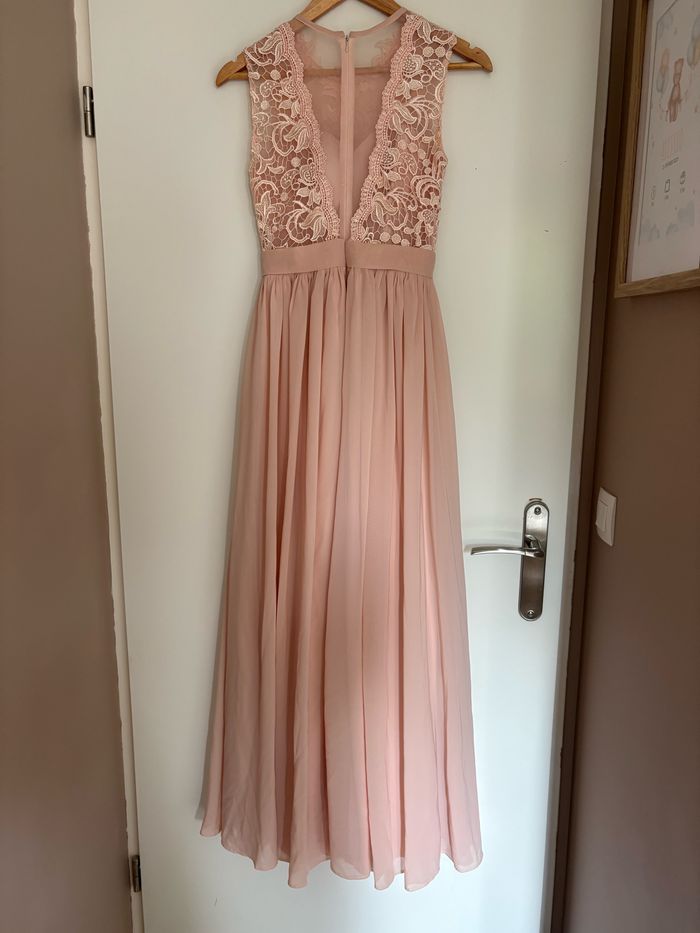 Robe longue dentelle Rose Poudré de Babaroni - photo numéro 2