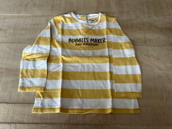 T-shirt rayé jaune et blanc Bubble