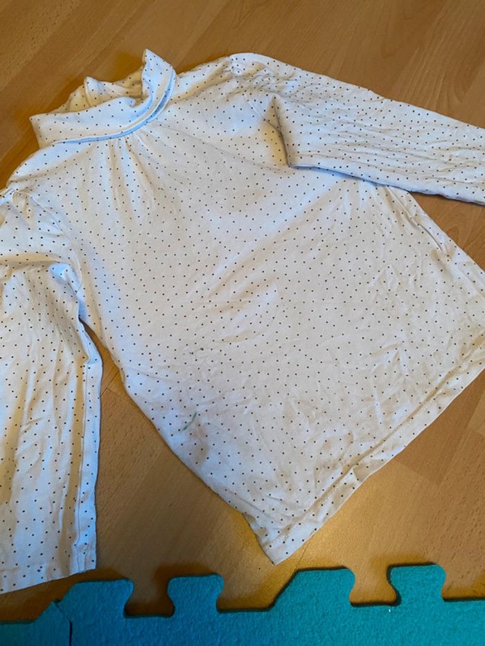 Pull col roulé blanc à pois Kiabi Taille 5 ans