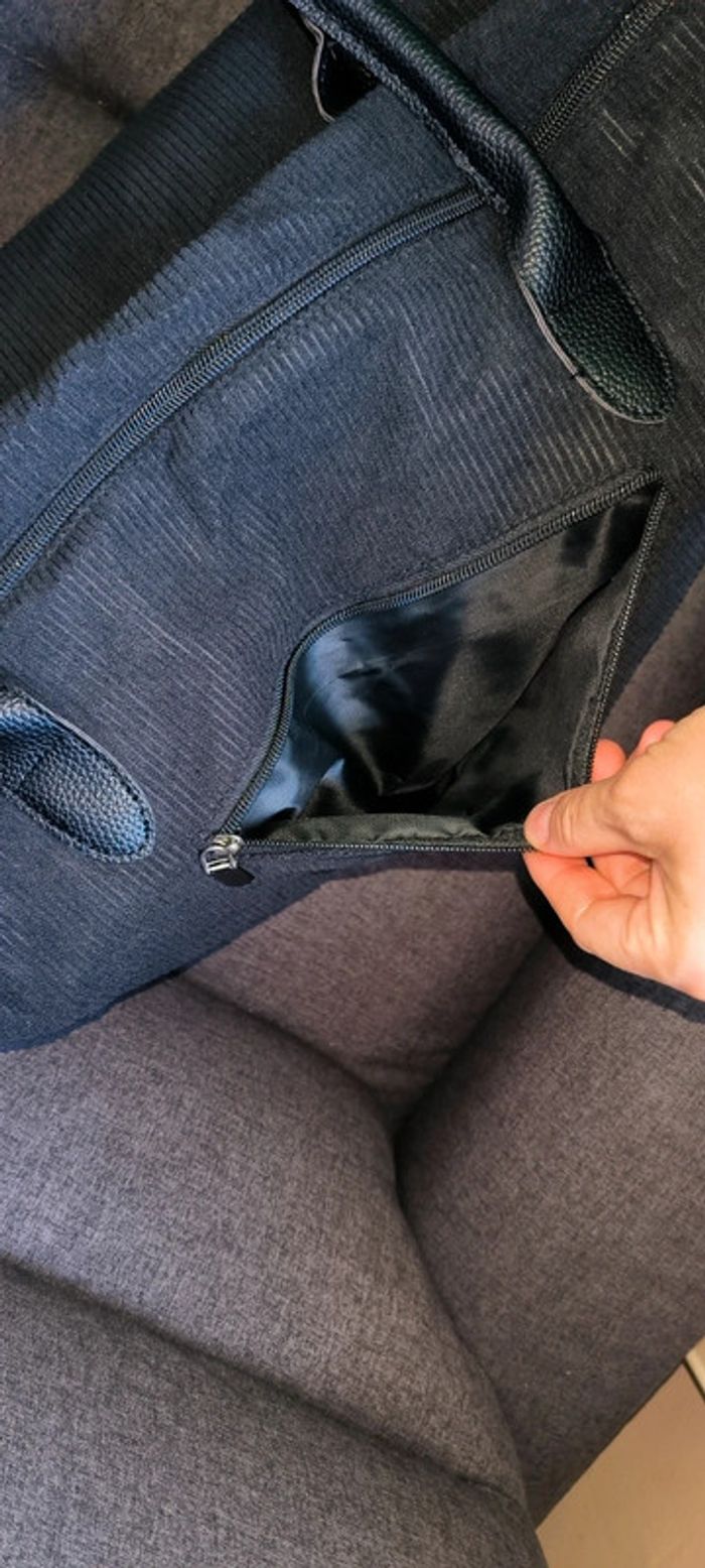 Grand Sac fourre-tout très tendance noire velour - photo numéro 12