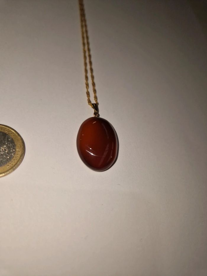 Collier plaque or et onyx orange - photo numéro 5