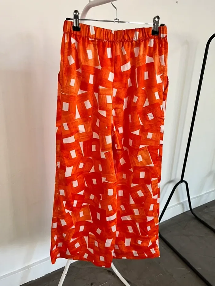 Ensemble chemise pantalon orange satiné Topolina - photo numéro 6