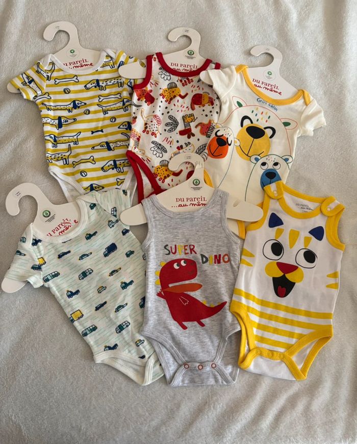 Lot de 6 bodies bébé garçon 1 mois – Neufs Du Pareil au Même