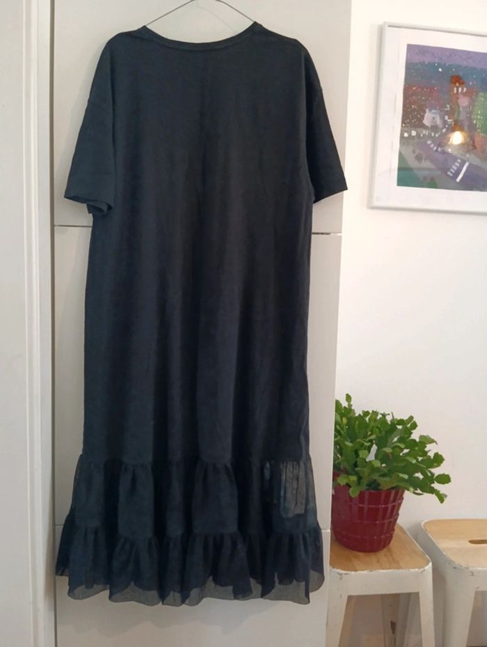 Robe longue Zara noire bas tulle taille L - photo numéro 7