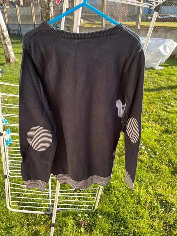 Pull noir avec coudière DPAM taille 10 ans - photo numéro 3