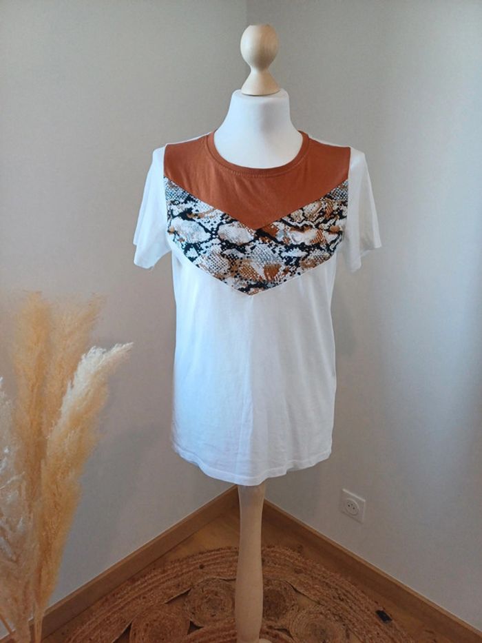 T-Shirt blanc à motifs WE taille S 36 - photo numéro 2