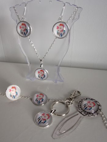 Parure complète 6 pièces cabochons 2cm "Pièges à Rêves"