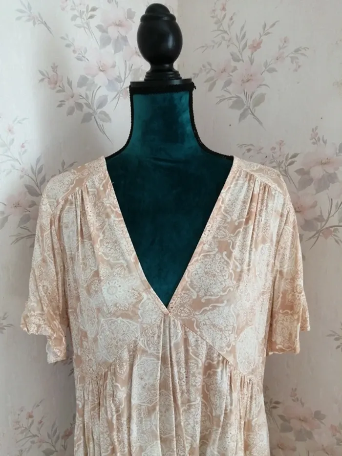 Robe beige à motifs mandala coupe babydoll / culture sud / (S-M) - photo numéro 2