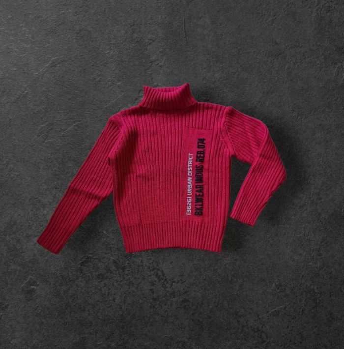 pull hiver col roulé rouge garçon 8 ans