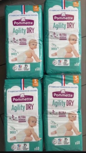 4 paquets de couches pommette t 3