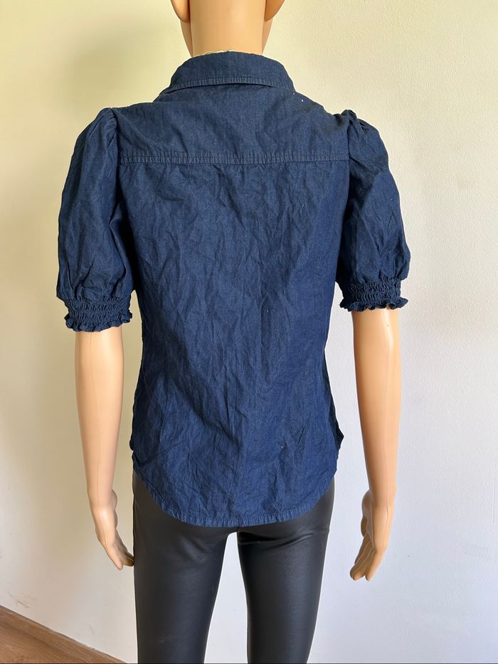 Chemise bleue marine à manches courtes Morgan taille 34 TBE - photo numéro 5