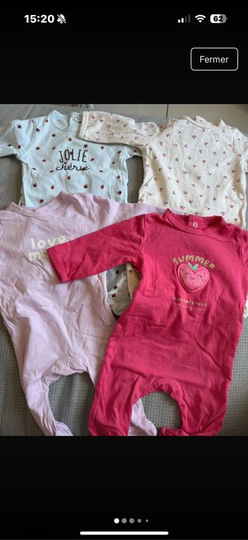 Lots 4 pyjamas Kiabi 1 mois bébé fille