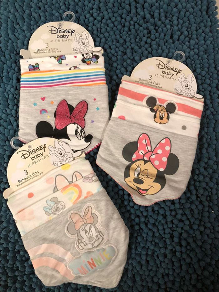 Lot de 9 bavoirs Minnie fille - n e u f s