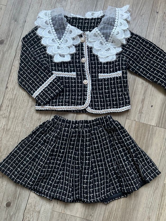Ensemble, jupe et veste encolure dentelle fille 4 ans - photo numéro 2
