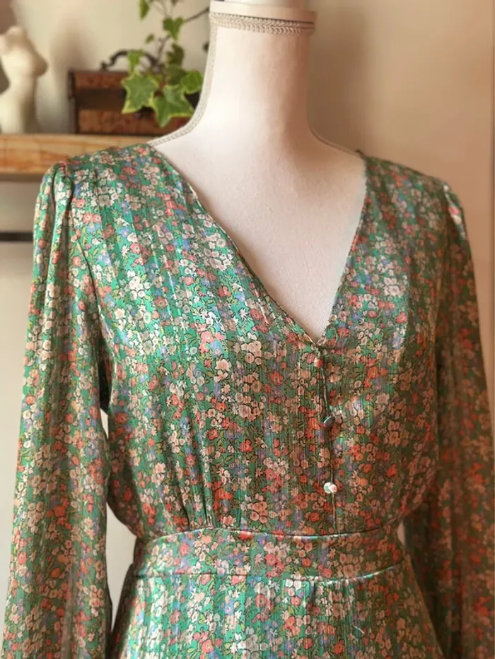 Robe longue à fleurs lurex Jubylee – Taille S/M - photo numéro 3