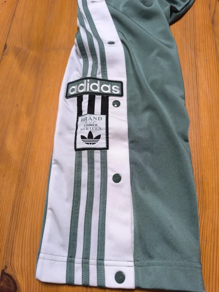 Pantalon Adidas - Adibreak - À boutons - Olive, blanc - Taille L - photo numéro 3