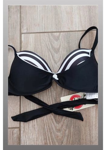 Haut de maillot de bain noir et blanc à bretelles et noeud pour le dos - Taille S Belsira