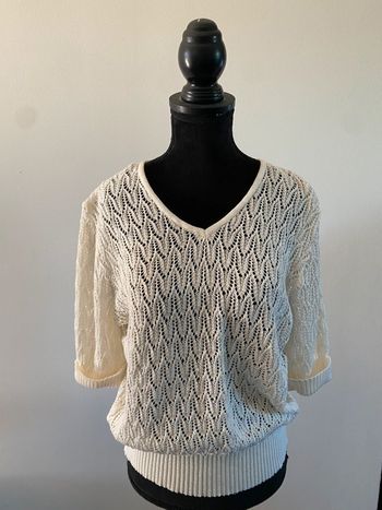 Tee shirt maille vintage crème blanc cassé taille 38