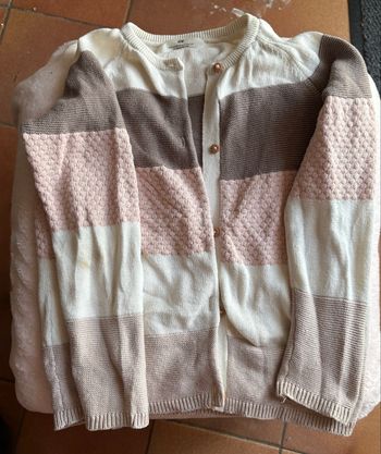 Gilet léger dégradé écru/brun/rose (6-8ans)