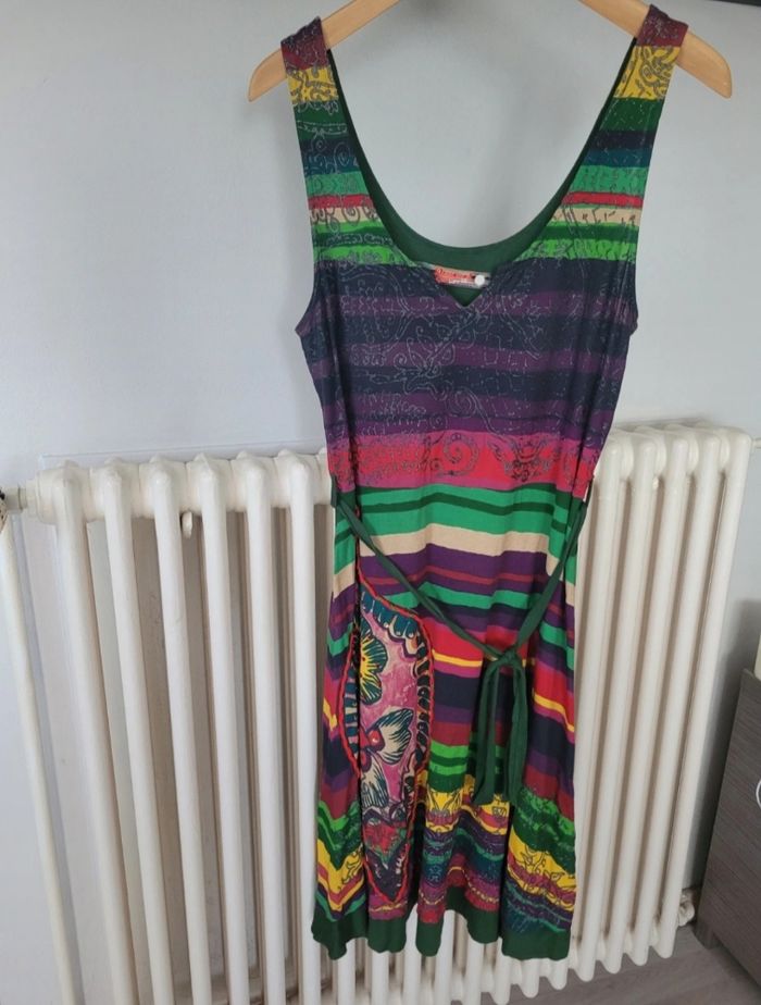 Robe desigual verte multicolore