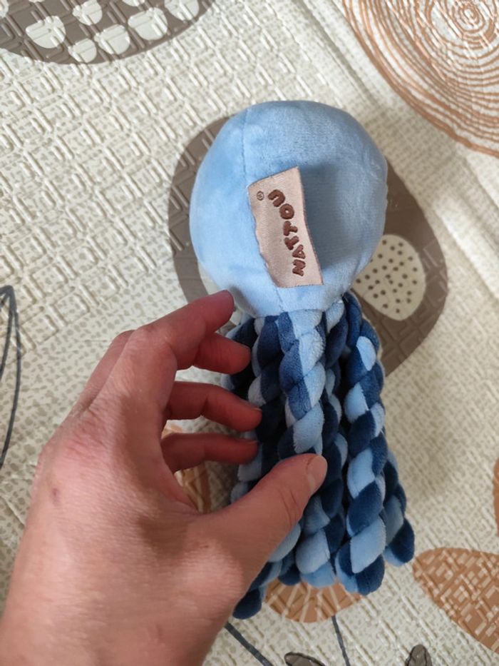 Pieuvre Nattou jamais servie bleu et marine peluche - photo numéro 5