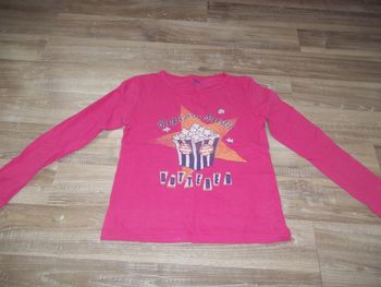 T-shirt ml rose Popcorn Tex 7/8 ans