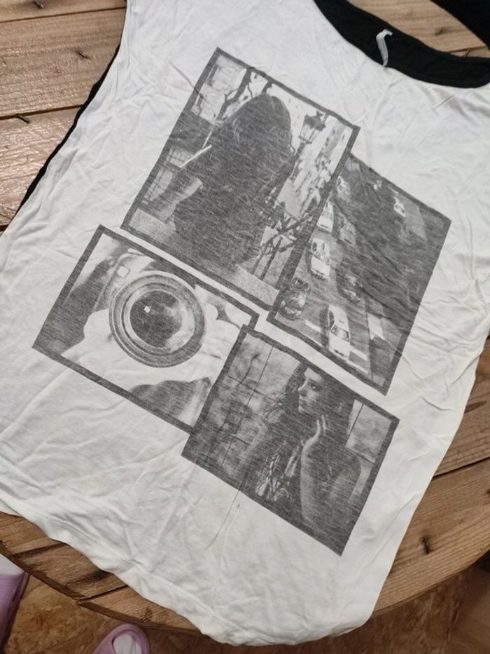 T-shirt Blanche porte photo print - photo numéro 2