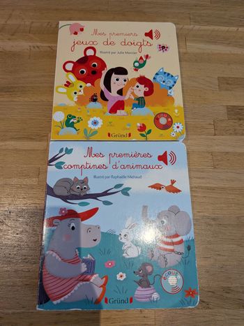 Lot de 2 livres sonores mes premières comptines d'animaux et jeux de doigts très bon état