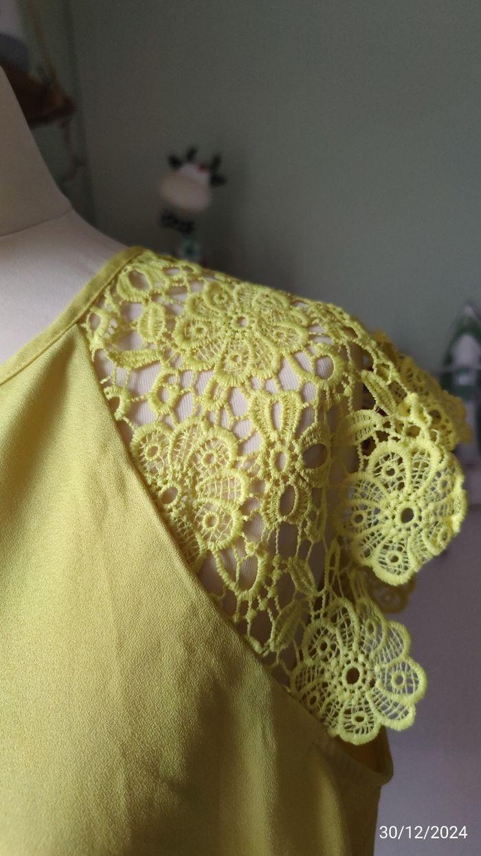 Blouse manches  dentelle  jaune - photo numéro 4