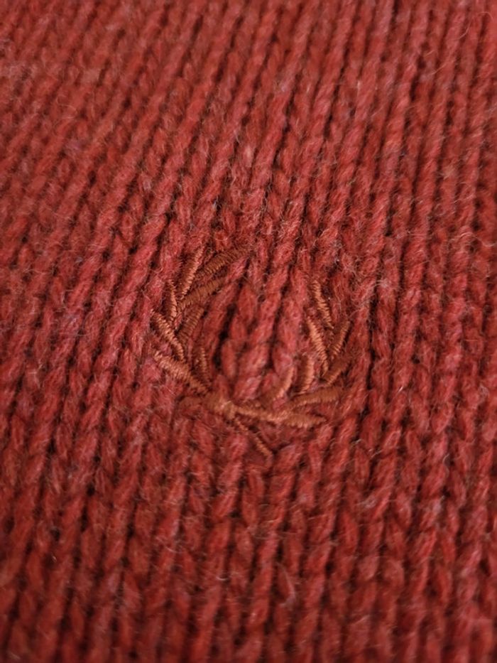 Pull en laine quart zip Fred Perry rouge logo brodé - M - photo numéro 3