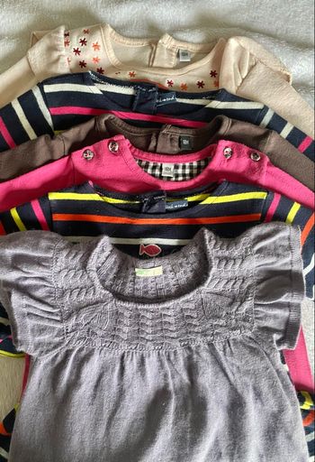 lot de 6 robes/tuniques bébé fille - 18 mois (manches courtes & longues)