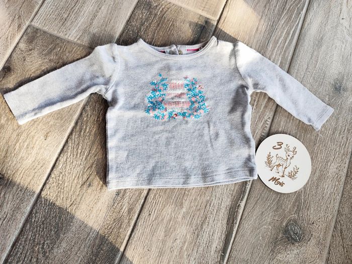 T-shirt manches longues fleuri avec oiseau 🤟