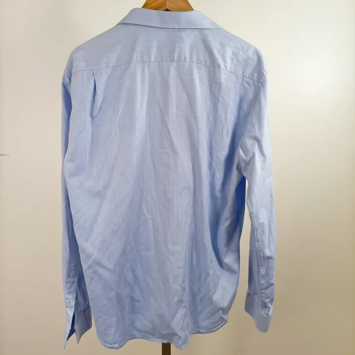 Chemise bleu ciel coton motif chevrons Café Coton Paris taille 40/41 A1302 - photo numéro 2