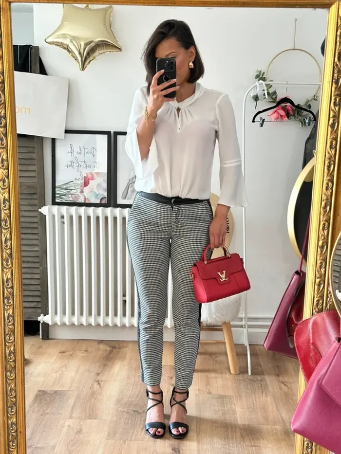 Pantalon ajusté Claudie Pierlot noir et blanc taille 36 - photo numéro 5