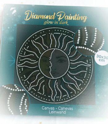 Cadre toile diamond painting strass diamant glow dark phosphorescent fluorescent soleil sun Canva