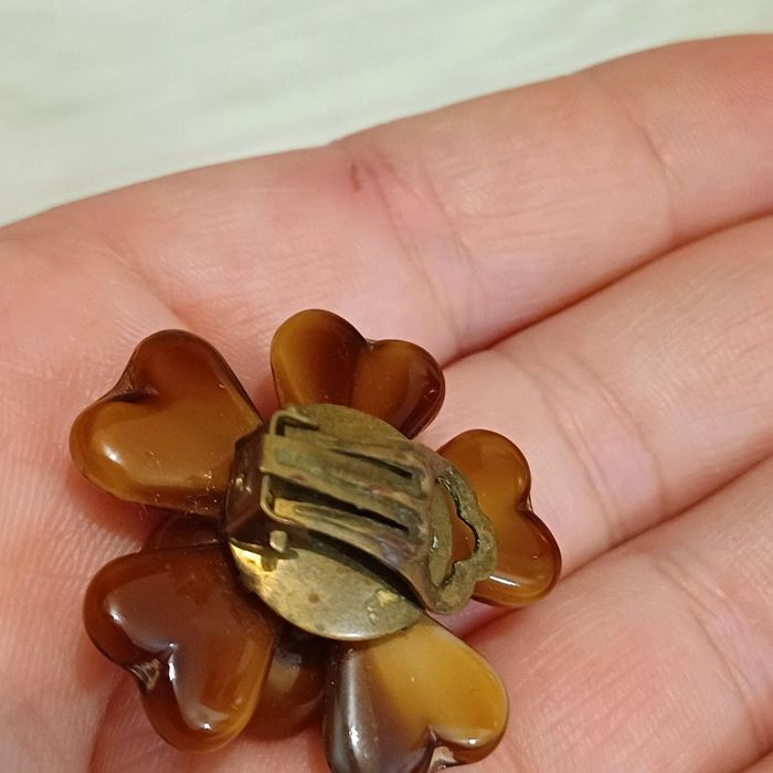 Clips d'oreilles vintage en conaline - photo numéro 3