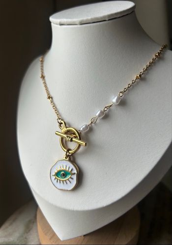 Collier en acier inoxydable doré pendentif œil du diable 